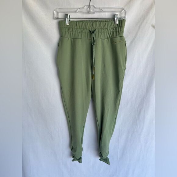 Gymshark x Whitney Simmons High Rise Fitted Joggers Zip Pockets XS Green - Picture 5 of 9